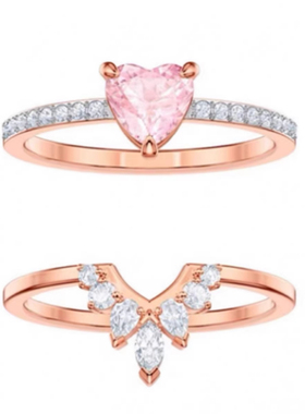 粉红色爱心海洋之项链手耳环戒指