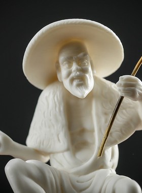 陶瓷姜太公钓鱼小家居博古架客厅园艺盆景鱼缸造景装饰品摆设