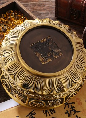 大号有求必应黄铜聚宝盆摆件复古八宝缸水晶元宝客厅装饰开业礼品