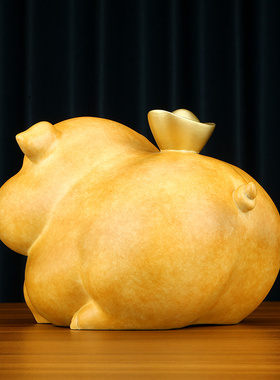 纯铜猪摆件元宝福猪可爱猪家居客厅玄关办公室桌面装饰品礼品