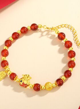 红玛瑙手链女款纯银轻奢