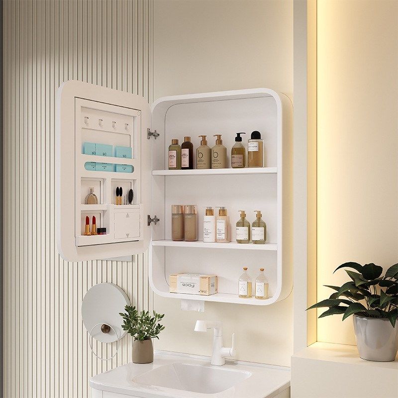 圆弧智能浴室镜柜带灯除雾美妆收纳镜柜挂墙式卫生间简约储物镜柜,淘宝优惠券,粉丝福利购,淘宝优惠卷