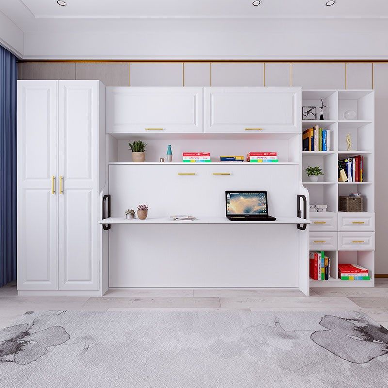 现代简约多功能书桌书柜一体床隐形床顶柜衣柜小户型者叠床可定制,淘宝优惠券,粉丝福利购,淘宝优惠卷