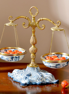 美式欧式新古典天平称摆件 家居饰品样板房奢华客厅玄关摆设品