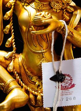 欧斯特全鎏金《金刚亥母》精工铜雕花《多吉帕姆》站立像铜摆件