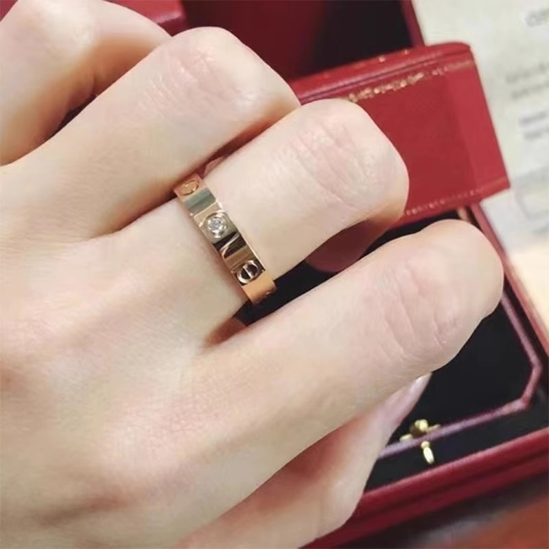 18K玫瑰金AU750彩金男女戒指情侣款对戒尾戒情人节生日礼物送女友