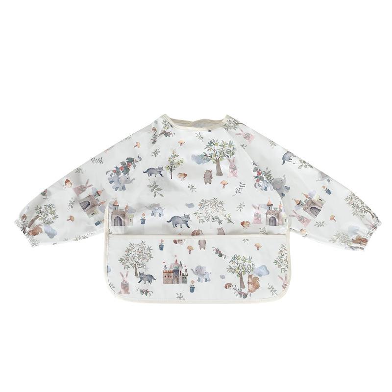 Mianyingku baby bib baby eating smock children's four-season waterproof rice bag oil-proof bib long-sleeved and reverse-dressed