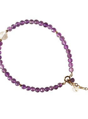 天然紫水晶渐变色手串 14K包金极细清新简约个性百搭学生闺蜜手链