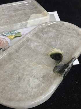 灰水晶透光桌面托盘水晶托盘摆件大理石置物盘酒店首饰收纳装饰