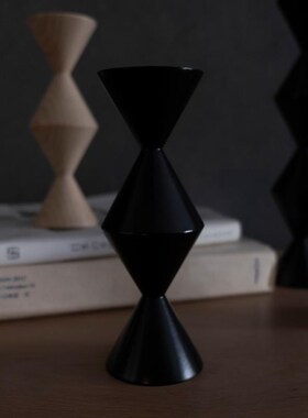 后弄无尽之柱摆件实木烛台 抽象几何榉木雕塑民宿装饰品拍照道具