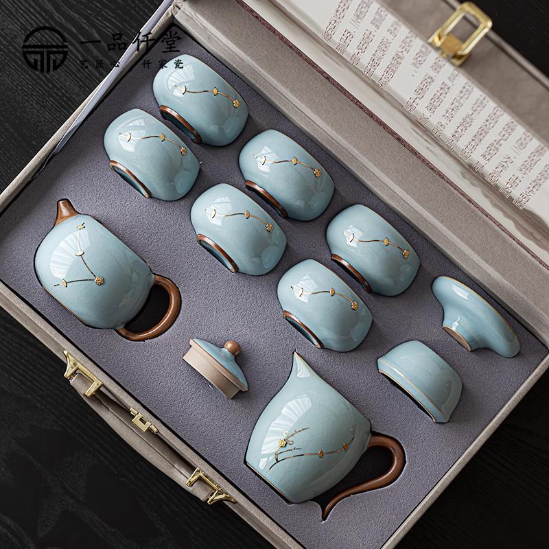 开片汝窑功夫茶具2024新款创意锔钉茶道套装整套高端家用茶壶茶杯 - 图2