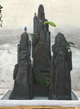 假山流水摆098件假山石青盆景天然真石鱼头别墅景庭院池造景观石