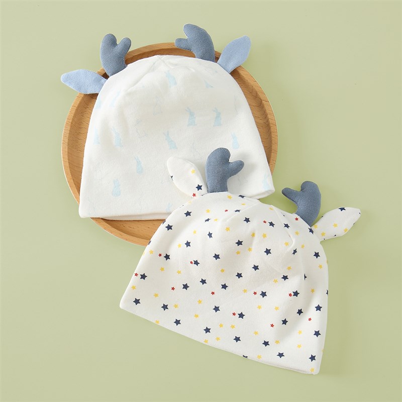 新生儿帽子婴儿胎帽0-4个月初生套头护卤帽秋冬新款双层宝宝胎帽1 - 图0