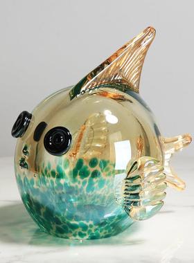 给女孩的生日礼物桌面装饰品可访问的豪华简单水晶釉面鱼客厅电视