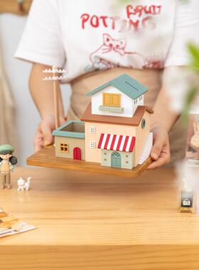 阿楹 ins治愈微缩房屋钥匙挂架玄关收纳摆件儿童房笔筒礼物存钱罐