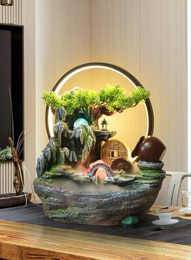 桌面假山桥流水摆件循环水客厅茶室风水轮景观装饰乔迁礼品