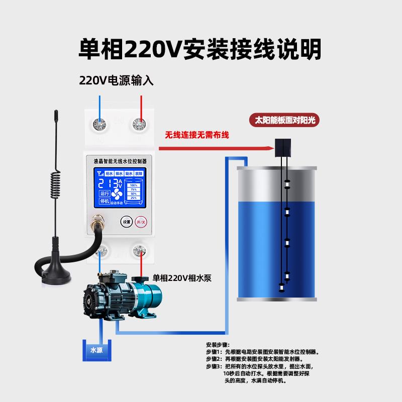无线水位控制器全自动家用水箱水塔水池液位水泵抽水智能遥控开关 - 图2