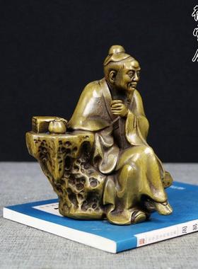 茶圣人铜像陆羽品茶纯铜茶圣摆件摆设品家居茶具茶摆茶道开业礼品