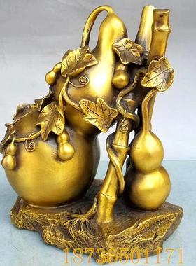 纯铜葫芦铜储钱罐收纳罐工艺家居饰品客厅黄铜器客厅桌面手工摆件