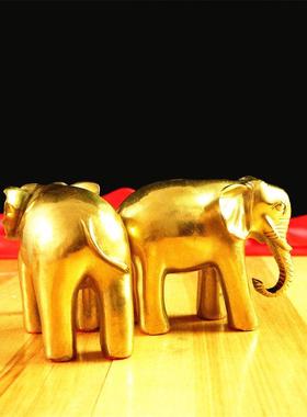 全铜黄铜大象饰品吸收大象对大象铜大象客厅工艺品铜大象家居摆设