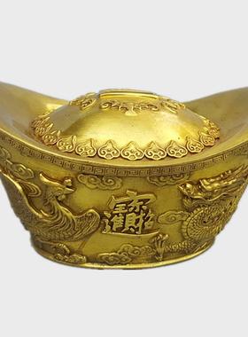 大号纯铜元宝龙凤呈祥富贵金元宝储蓄罐存钱罐聚宝盆铜器工艺摆件