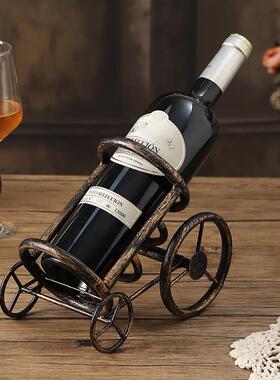 复古铁艺红酒架高档客厅酒柜置物架摆件吧台装饰葡萄酒展示收纳架