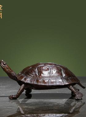 《全铜乌龟》铜金岁月全黄铜摆件新中式工艺品铜器办公室桌面装饰