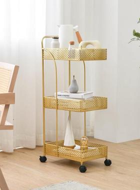 北欧风铁艺置物架落地多层推车收纳层架居家客厅卧室转角移动置物