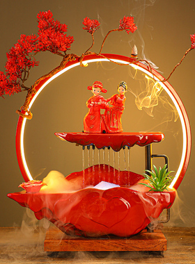 创意婚庆陶瓷婚房装饰送闺蜜新人结婚礼物情人节礼品中式流水摆件