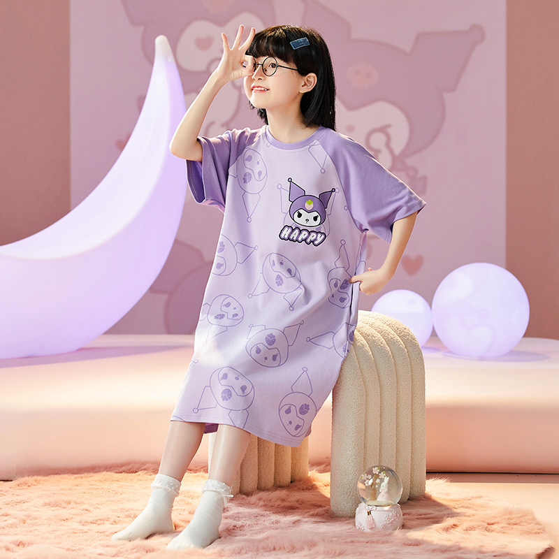 女童睡衣夏季睡裙2023新款公主风小女孩夏款纯棉大童儿童夏天短袖,淘宝优惠券,粉丝福利购,淘宝优惠卷