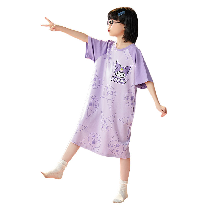 女童睡衣夏季睡裙2023新款公主风小女孩夏款纯棉大童儿童夏天短袖,淘宝优惠券,粉丝福利购,淘宝优惠卷