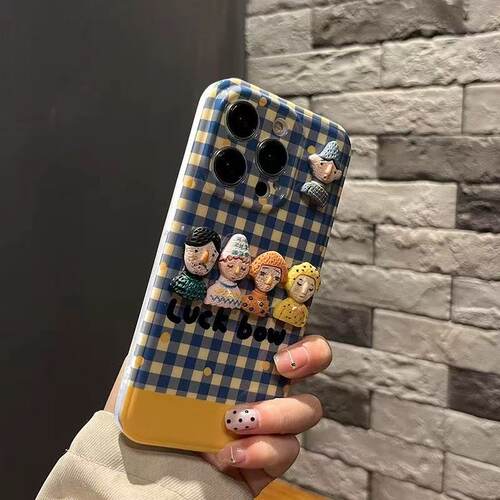 蓝白格子波点适用于红米K90promax手机壳Note15PRO+14保护套K70E/9060K40pro女note13/12/11turbo5小米大眼睛 - 图1