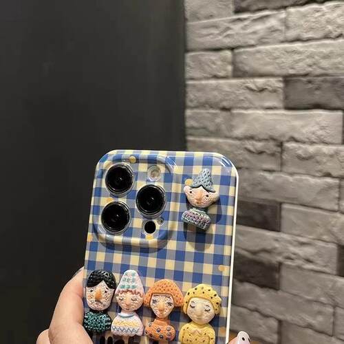 蓝白格子波点适用于红米K90promax手机壳Note15PRO+14保护套K70E/9060K40pro女note13/12/11turbo5小米大眼睛 - 图3