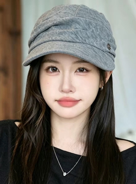 复古保暖显脸小鸭舌马术帽女