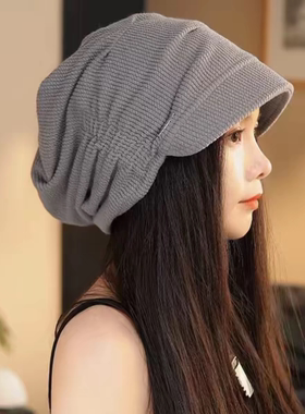 秋季女短檐包头堆堆帽保暖显脸小