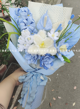 扭扭棒蓝色风信子鸢尾花花束成品