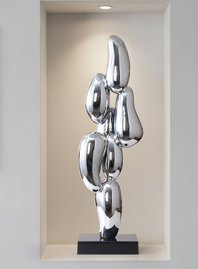 现代抽象创意玄关摆件客厅电视柜旁高端轻奢竖高艺术装饰落地雕塑