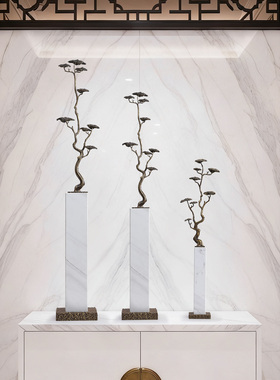 迎客松摆件客厅入户玄关大型细长高档大气招财办公室装饰乔迁新居