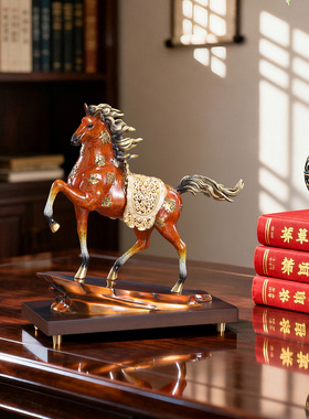 千里马鸣扬万里黄铜战马摆件家居客厅玄关老板办公室装饰乔迁礼品
