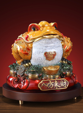 黄铜八方来财金蟾摆件客厅办公室前台收银台装饰品乔迁开业礼物
