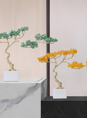 发财树水晶摆件客厅电视柜玄关