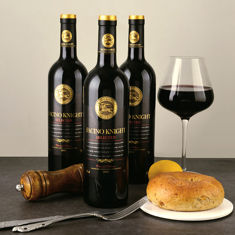 法奇诺骑士干红葡萄酒红酒整箱6支送酒杯礼袋