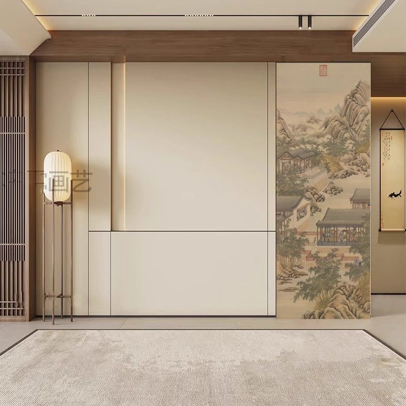 定制宋式美学墙布水墨山水画壁画客厅茶室卧室书房电视背景墙壁纸,淘宝优惠券,粉丝福利购,淘宝优惠卷