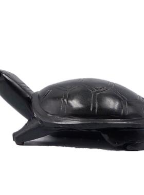 泰山墨玉长寿龟摆件乌龟卧室客厅老人生日礼品办公室送铜五帝钱饰