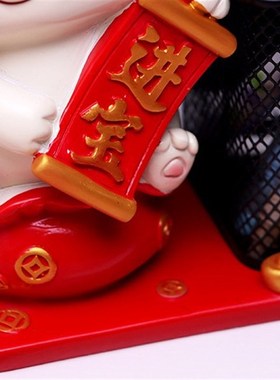 可爱招财猫笔筒卡通招财进宝手办公共用品学Q生学习用品小摆件
