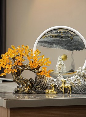 流沙画摆件客厅创意电视柜办公室玄关沙漏解压装饰品新家乔迁礼物