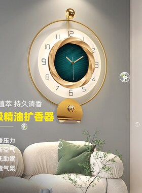 现代简约家用时尚客厅钟表轻奢北欧创意时钟壁P灯餐厅卧室高档挂