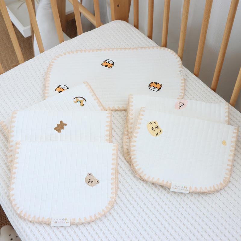 新生儿枕垫纯棉婴儿枕头韩式绗缝云片枕贝壳边宝宝枕芯0高度枕 - 图0