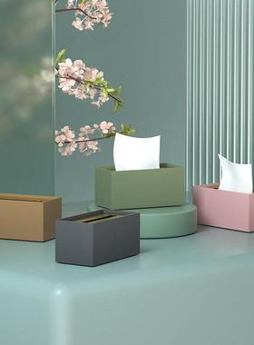 轻奢北欧风不锈钢金属纸巾盒客厅样板房软装摆件桌面现代抽纸盒