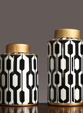 轻奢简约花瓶摆件收纳罐家居客厅玄关装饰品摆设密封罐干花插花器